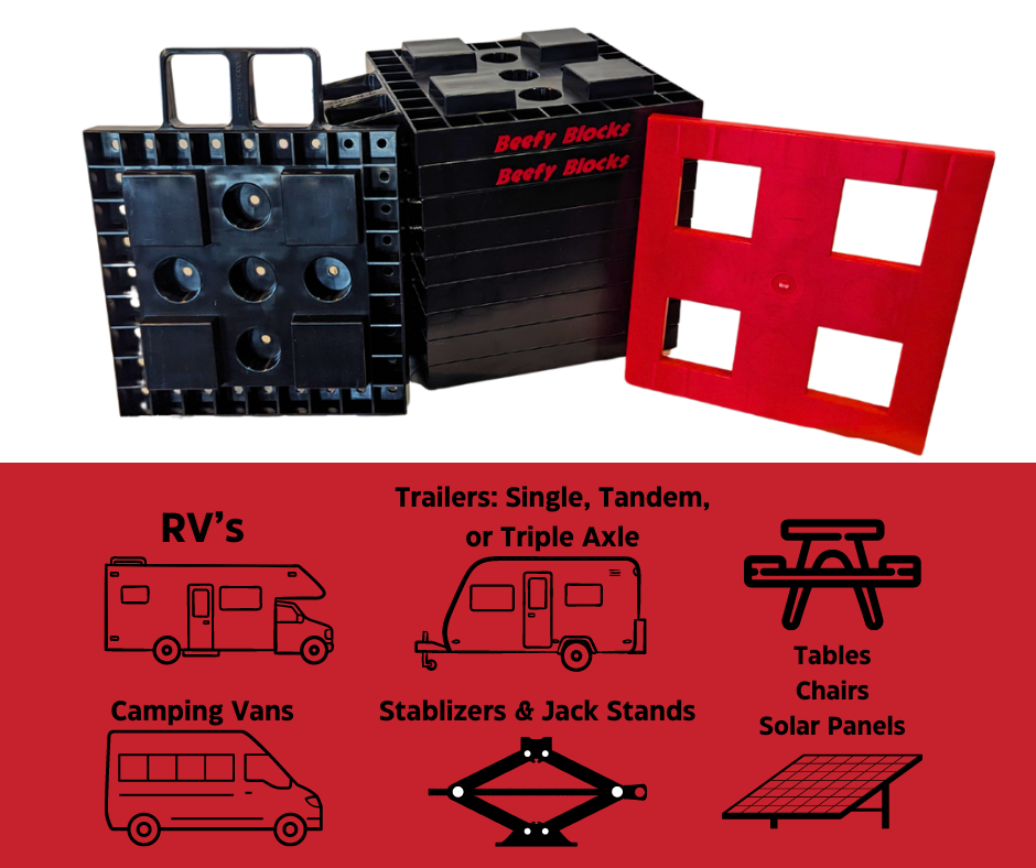 
                      
                        Beefy Blocks 10 pack. Heavy-Duty Stackable Leveling Blocks
                      
                    